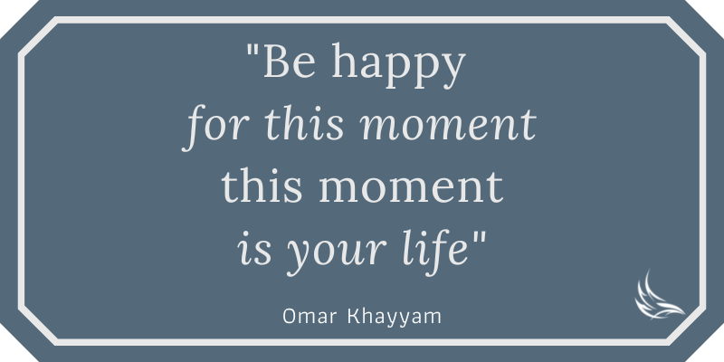 Be happy for this moment, this moment is your life. - Omar Khayyam